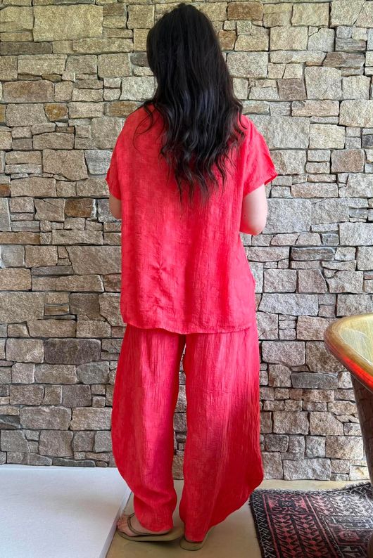 Lalli Damask Asymmetric Panel Top Watermelon